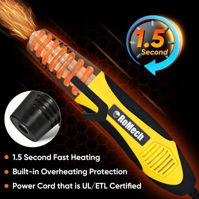 Alt view image 3 of 7 - 350W Heat Gun with 2 Nozzles, Dual Temp Heat Gun 400°F-660°F, Fast Heat Hot Air Gun with Overload Protection for DIY Craft Embossing Shrink Wrapping (Yellow)