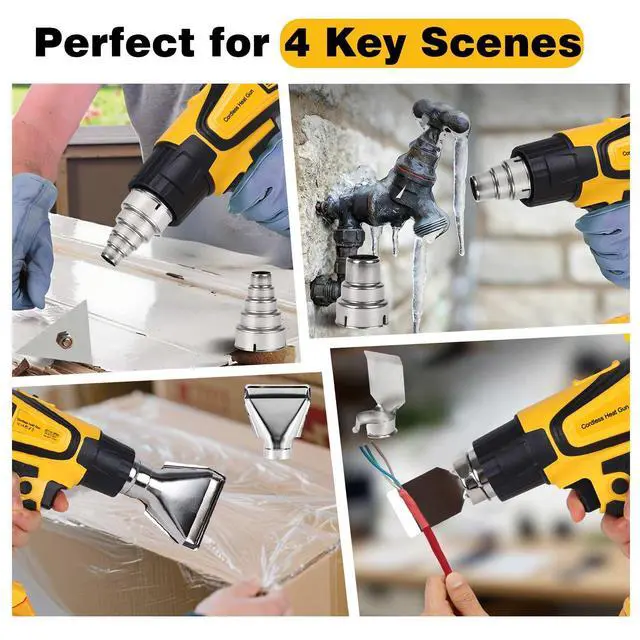 Alt view image 6 of 7 - 350W Cordless Heat Gun Compatible with Dewalt 20V Battery,Adjustable Temp 1201110,LED Light,Portable Hot Air Gun LCD Digital Display & 4 Nozzles For Shrink Tubing,Crafts,DIY(Tool Only,NO Battery)