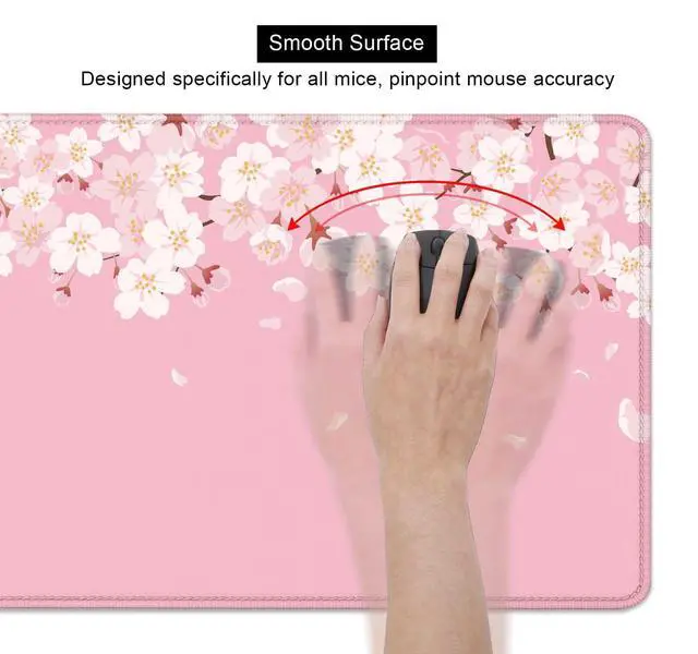 Alt view image 6 of 6 - Cherry Blossom Desk Mat Cute, Pink Sakura Large Gaming Mouse Pad, Japanese Floral Flowers Wide Desk Pad Desk Decor, 31.5 x 15.7 Inch, Anime Aesthetic