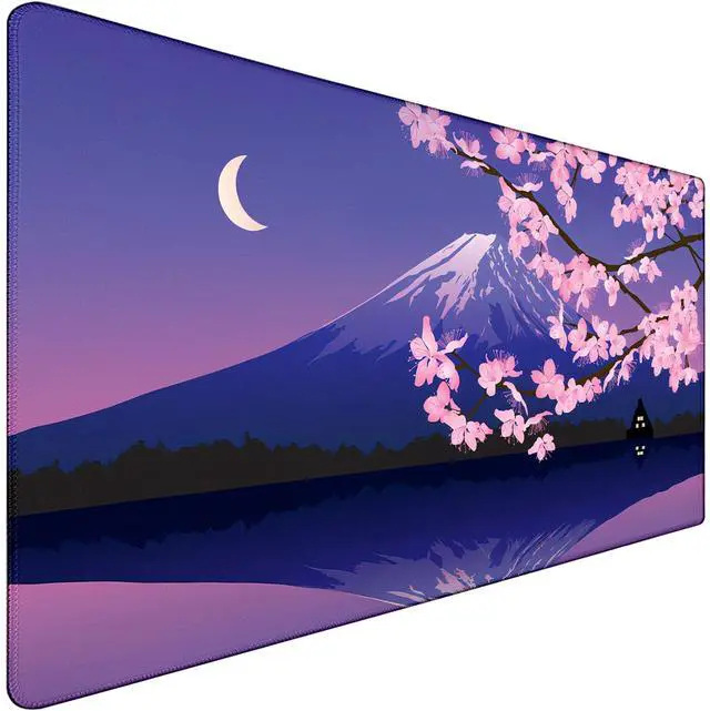 Main image of Large Extended Gaming Mouse Pad with Stitched Edges, Non-Slip Waterproof Rubber Base Mouse Pad for Office, Computer, Laptop and Home Mousepad 31.5 x 15.7 Inch, Janpanese Sakura