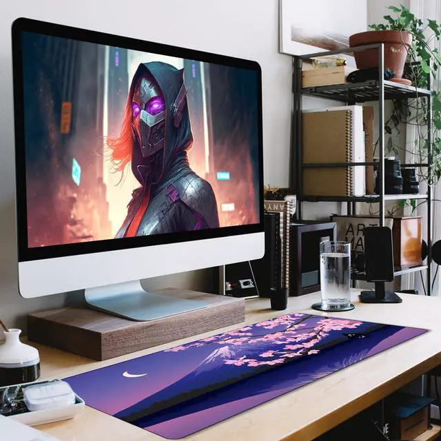 Alt view image 7 of 7 - Large Extended Gaming Mouse Pad with Stitched Edges, Non-Slip Waterproof Rubber Base Mouse Pad for Office, Computer, Laptop and Home Mousepad 31.5 x 15.7 Inch, Janpanese Sakura