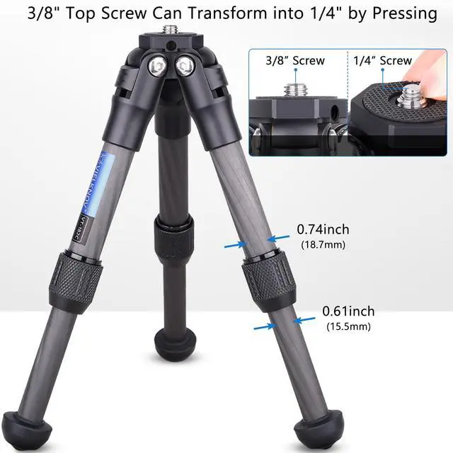 Alt view image 3 of 7 - Mini Carbon Fiber Tripod Lightweight Compact Travel Carbon Tripod Portable Table Camera Tripod for DSLR Digital Camcorder Max Load 22lb/10kg