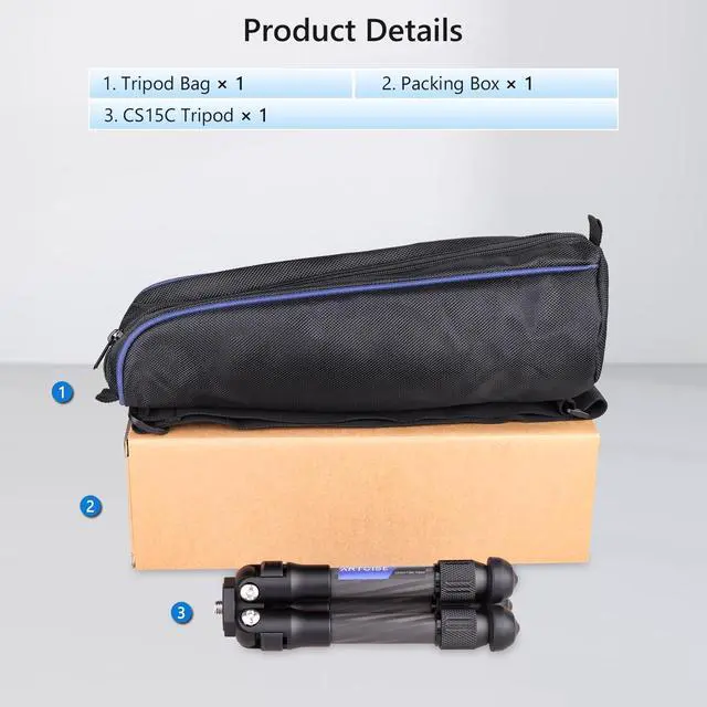 Alt view image 7 of 7 - Mini Carbon Fiber Tripod Lightweight Compact Travel Carbon Tripod Portable Table Camera Tripod for DSLR Digital Camcorder Max Load 22lb/10kg