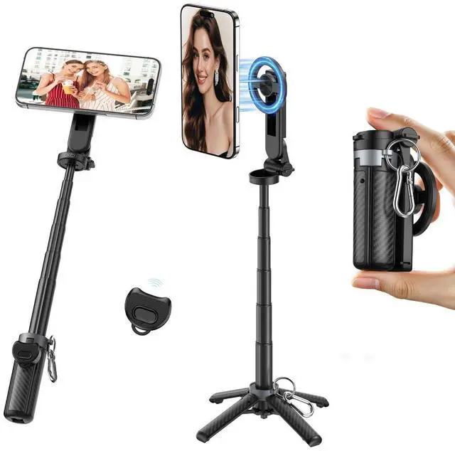 Main image of Mini Magnetic Selfie Stick,360° Rotation Carbon Fiber Cell Phone Tripod for MagSafe,Portable Magnet Selfie Stick with Remote Control,Extendable Small Travel Tripod Phone Stand for MagSafe Smartphones