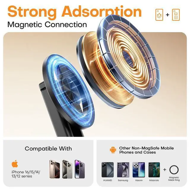 Alt view image 2 of 7 - Mini Magnetic Selfie Stick,360° Rotation Carbon Fiber Cell Phone Tripod for MagSafe,Portable Magnet Selfie Stick with Remote Control,Extendable Small Travel Tripod Phone Stand for MagSafe Smartphones