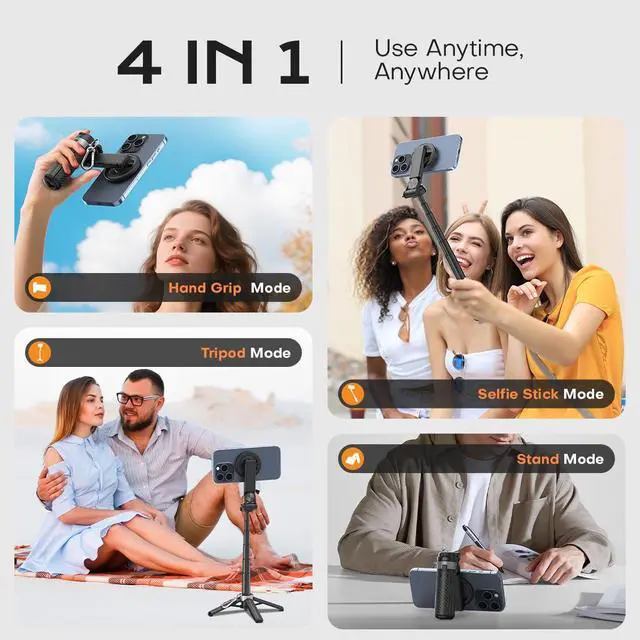 Alt view image 6 of 7 - Mini Magnetic Selfie Stick,360° Rotation Carbon Fiber Cell Phone Tripod for MagSafe,Portable Magnet Selfie Stick with Remote Control,Extendable Small Travel Tripod Phone Stand for MagSafe Smartphones