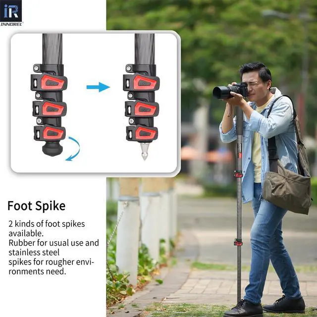 Alt view image 5 of 7 - Camera Monopod INNOREL VM60C Carbon Fiber Portable Compact Lightweight Travel Monopod with Fast Flip Lock for Canon Nikon Sony DSLR Camera Video Camcorder Photography Load 22lbs/10kg Height 63in/160cm