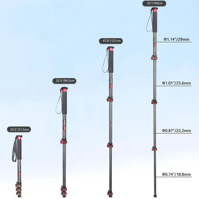 Alt view image 7 of 7 - Camera Monopod INNOREL VM60C Carbon Fiber Portable Compact Lightweight Travel Monopod with Fast Flip Lock for Canon Nikon Sony DSLR Camera Video Camcorder Photography Load 22lbs/10kg Height 63in/160cm