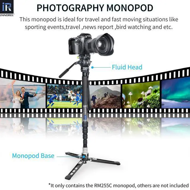 Alt view image 7 of 7 - Carbon Fiber Camera Monopod INNOREL RM255C Professional Portable Compact Lightweight Travel 5-Section Monopod for Canon Nikon Sony DSLR Camera Video Camcorder DV Photography Bracket Load 15lbs/7kg