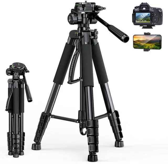 Main image of 67 Camera Tripod with Travel Bag, Cell Phone Tripod with Bluetooth Remote and Phone Holder, Compatible with All Cameras, Cell Phones, Projector, Webcam, Spotting Scopes