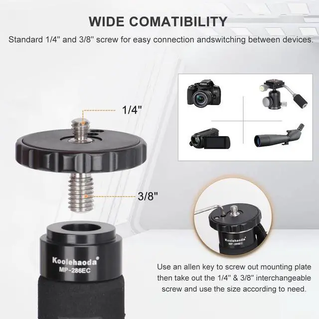 Alt view image 4 of 7 - Carbon Fiber Monopod, 6-Section Portable Compact Camera Monopod Unipod Stick. Max Load 22lbs/10kg - MP286C