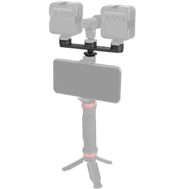 Alt view image 7 of 7 - Triple Cold Shoe Extension Mount Hot Shoe Base Adapter Extension Bar Bracket with 1/4 Screw for Tripod/Microphone/LED Light Compatible with Canon Sony Cameras