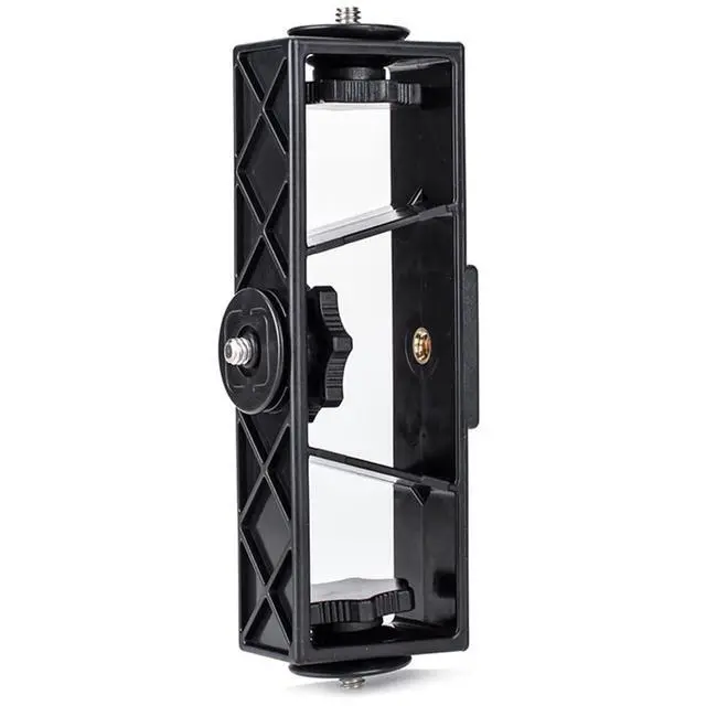 Alt view image 4 of 7 - 2 Pack Flash Bracket Triple Phone Holder Extension Bar Adapter with 1/4'' Mount 3 Position Splitter for Camera Tripod Portable Photography Lighting Selfie Light Stand Video Lights Phone Clips