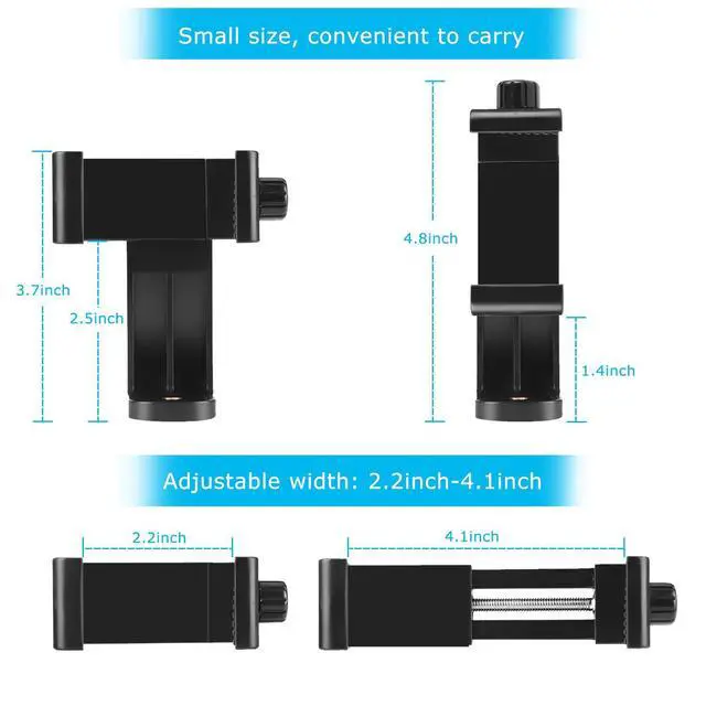 Alt view image 4 of 7 - Premium Smartphone Holder/Vertical and Horizontal Tripod Mount Adapter Rotatable Bracket with 1/4 inch Screw/Adjustable Clip for iPhone, Android Cell Phone, Selfie Stick, Camera Stand