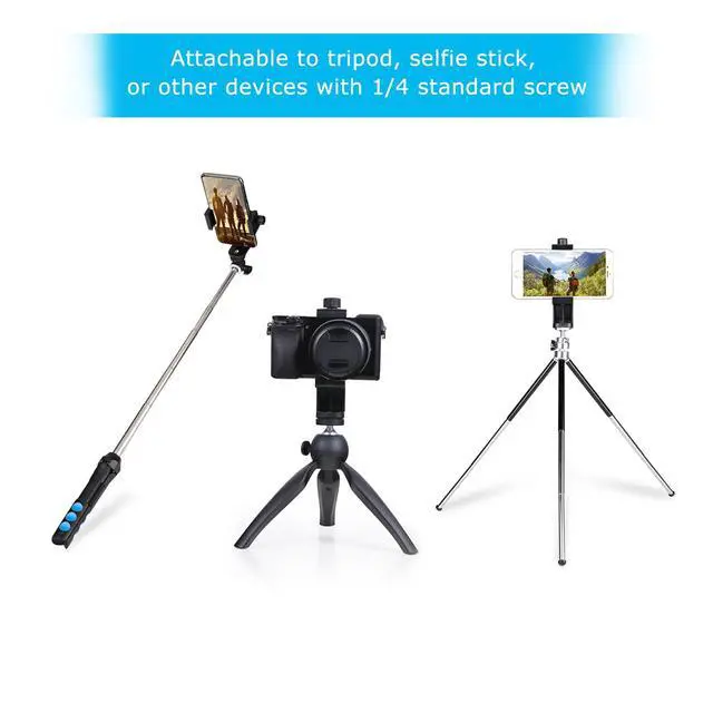 Alt view image 7 of 7 - Premium Smartphone Holder/Vertical and Horizontal Tripod Mount Adapter Rotatable Bracket with 1/4 inch Screw/Adjustable Clip for iPhone, Android Cell Phone, Selfie Stick, Camera Stand