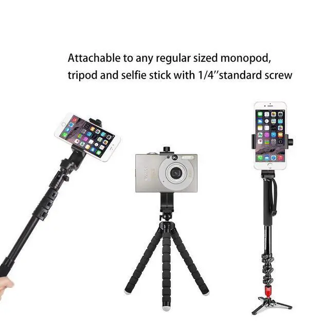 Alt view image 5 of 7 - Ailun Phone Holder/Vertical and Horizontal Tripod Mount Adapter Rotatable Bracket with 1/4 inch Screw, Adjustable Clip for iPhone, Android Cell Phone, Selfie Stick, Camera Stand