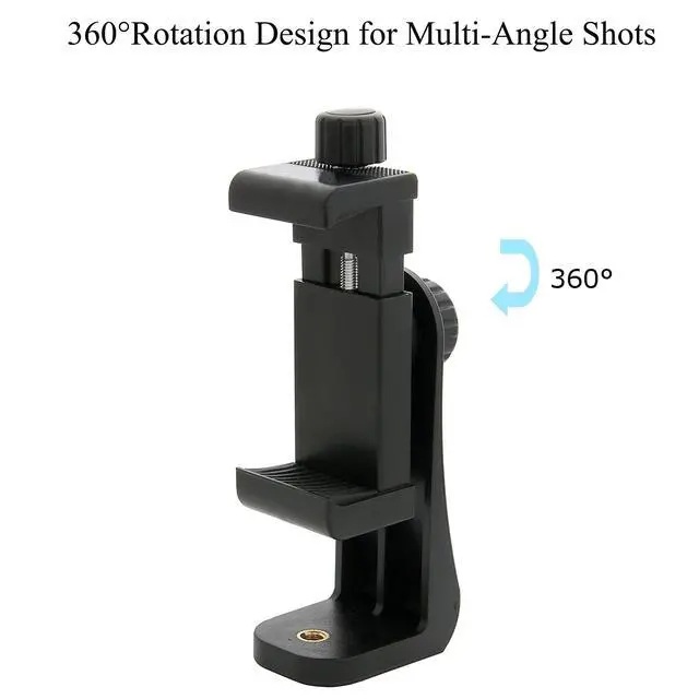 Alt view image 4 of 7 - Ailun Phone Holder/Vertical and Horizontal Tripod Mount Adapter Rotatable Bracket with 1/4 inch Screw, Adjustable Clip for iPhone, Android Cell Phone, Selfie Stick, Camera Stand