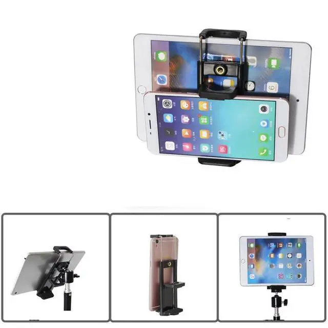 Alt view image 3 of 7 - 2 Pack Universal Tablet Tripod Mount Adapter with Standard 1/4 inch Screw Thread 2 in 1 Phone Tripod Mount Clip Clamp Holder Bracket for iPad iPhone Smartphone Camera Tripods Stand Selfie Stick