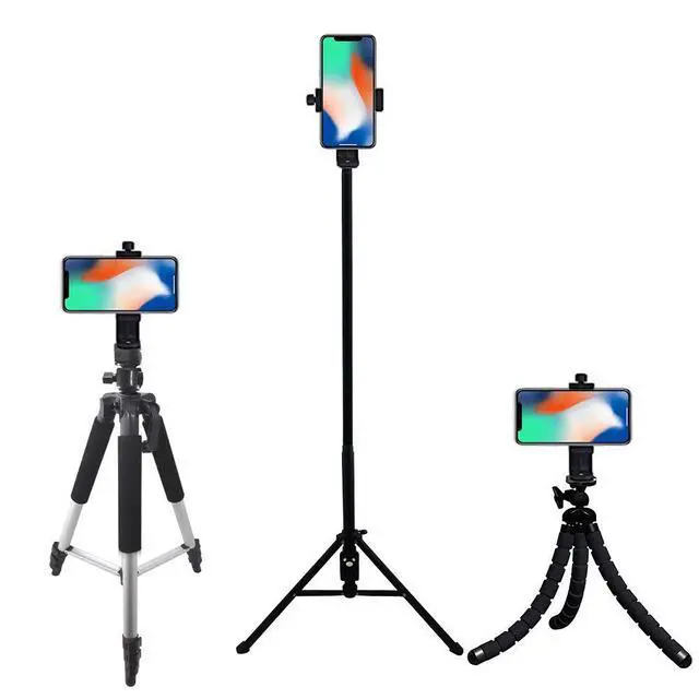 Alt view image 4 of 5 - Premium Smartphone Holder/Vertical and Horizontal Tripod Mount Adapter Rotatable Bracket with 1/4 inch Screw/Adjustable Clip for iPhone, Android Cell Phone, Selfie Stick, Camera Stand