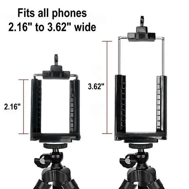 Alt view image 2 of 7 - Tripod Phone Mount 1/4" Screw Adapter, Compatible with iPhone Samsung and Cell Phones, Adjustable Smartphone Holder Attachment Clip for Tripod Camera Stand, Sturdy Universal Clamp (Black)