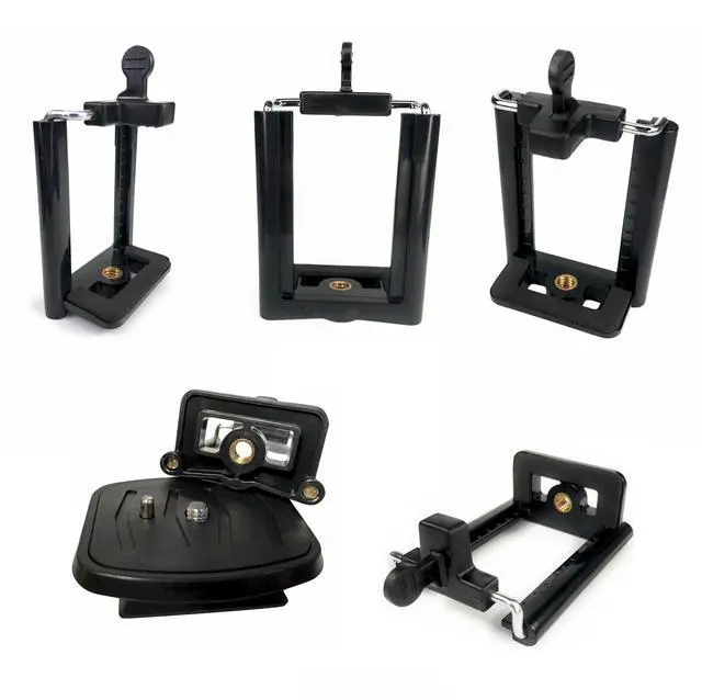 Alt view image 7 of 7 - Tripod Phone Mount 1/4" Screw Adapter, Compatible with iPhone Samsung and Cell Phones, Adjustable Smartphone Holder Attachment Clip for Tripod Camera Stand, Sturdy Universal Clamp (Black)