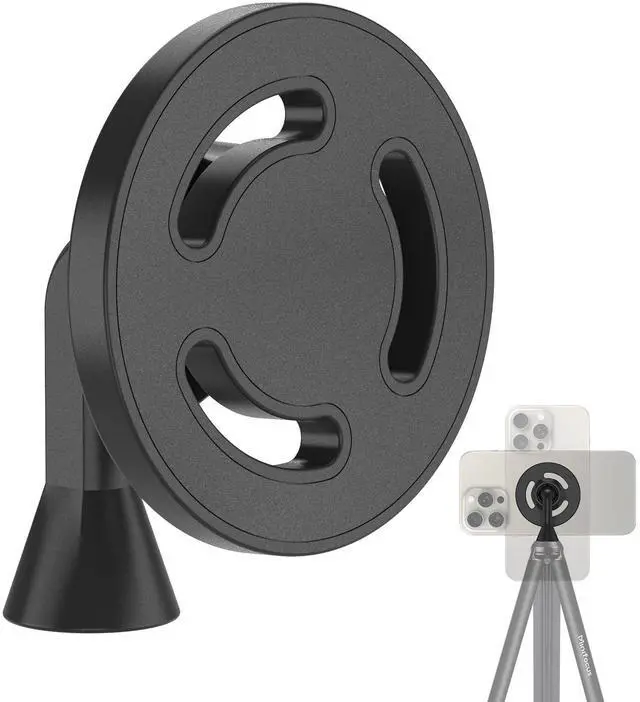 Main image of Magnetic Phone Tripod Mount Adapter with 1/4"-20 Screw Hole, Compatible with Magsafe for iPhone 17/16/15/14/13 Plus Pro Max Mini Series, Adjustable Phone Holder for Tripod, Ring Light, Selfie Sticks
