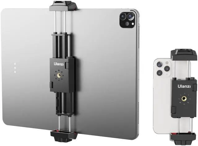 Main image of ST-29 Phone Tripod Mount, Universal 2-in-1 Tablet Smartphone Holder Adapter with Cold Shoe Mount, 2.6"-8.8" Extend Clip Clamp Compatible with iPad, iPhone, Samsung Galaxy and More
