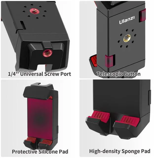 Alt view image 6 of 7 - ST-29 Phone Tripod Mount, Universal 2-in-1 Tablet Smartphone Holder Adapter with Cold Shoe Mount, 2.6"-8.8" Extend Clip Clamp Compatible with iPad, iPhone, Samsung Galaxy and More