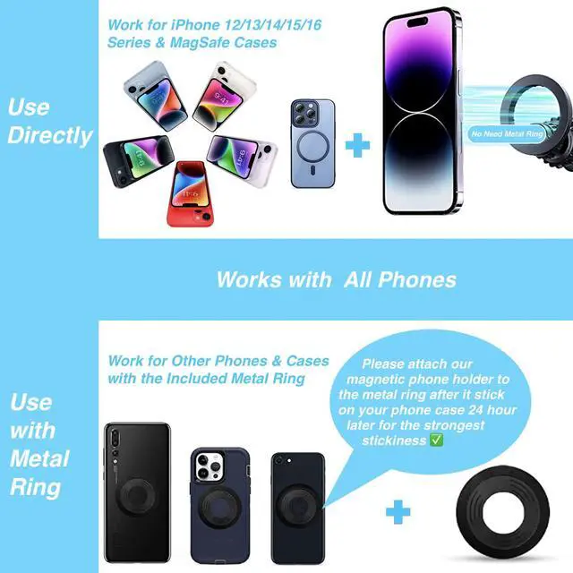 Alt view image 5 of 6 - Magnetic Tripod Holder Mount for MagSafe, iPhone Tripod Mount Adapter with 1/4" Screw Hole, Magnetic Phone Tripod Holder Adapter for iPhone 17/16/15/14/13/12 Series