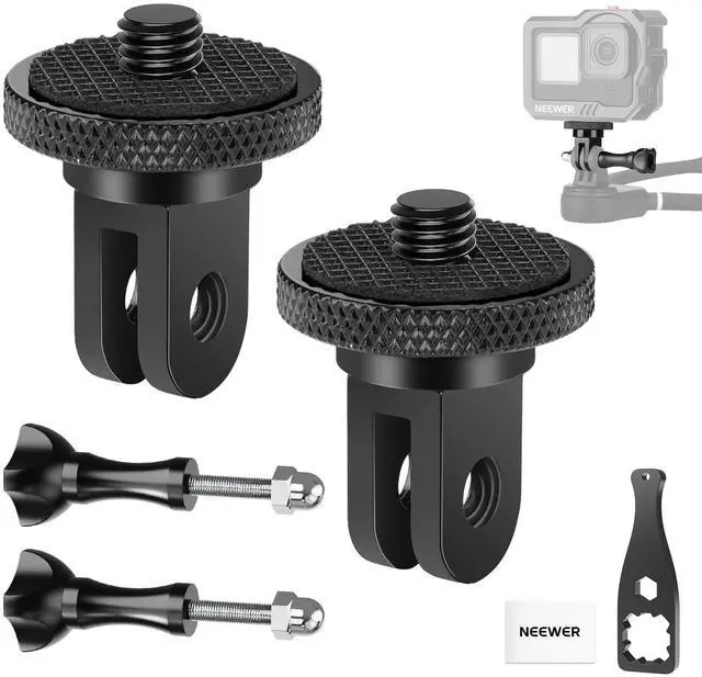 Main image of Action Camera Tripod Mount Adapter with 1/4"-20 Screw Aluminum Alloy Accessories Compatible with Insta360 X5 X4 X3 GoPro Hero 13 12 DJI Osmo Action 5 Pro 4 3 AKASO APEMAN, GP-81