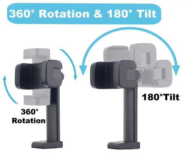 Alt view image 2 of 7 - 2PCS Pack-Phone Tripod Mount with 1/4" Screw Thread, 360° Rotate 180° Tilt Phone Holder Adapter for iPhone, Tripod, Selfie Stick, Camera Stand