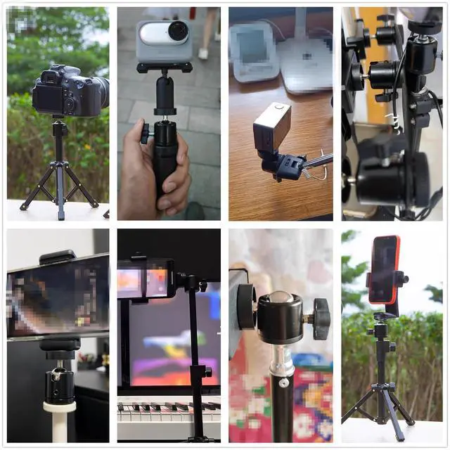 Alt view image 4 of 6 - 2 Pack Universal 1/4" Swivel Mini Ball Head Screw Tripod Mount, 360 Degree Rotating Mount Base Adapter for DSLR Cameras Tripods Monopods Camcorder Light Stand Bracket