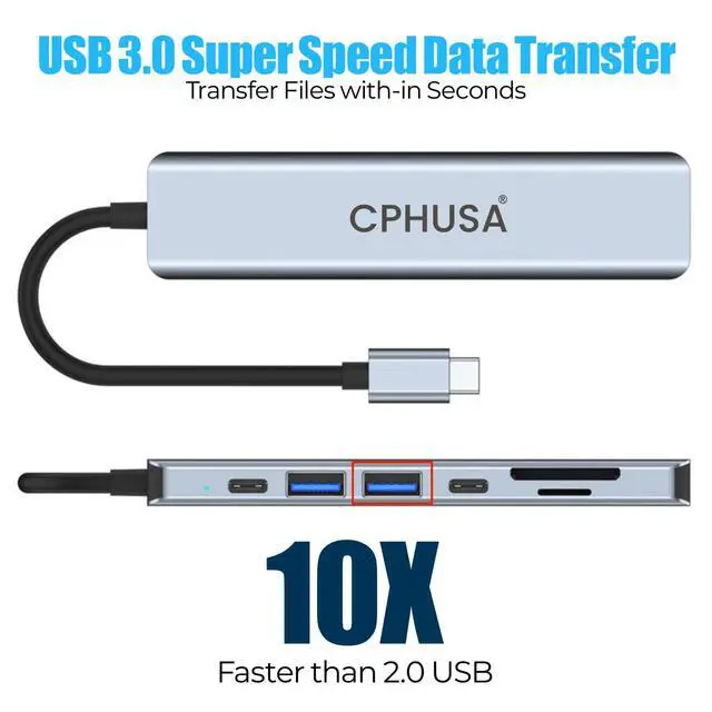 Alt view image 2 of 7 - USB-C Hub 7-in-1 Multiport Adapter 4K@30Hz HDMI, USB 3.0, USB 2.0, 100W PD Charging, SD/TF Card Reader USB-C Docking Station for MacBook Pro/Air, Chromebook, Dell, HP & Type-C Devices