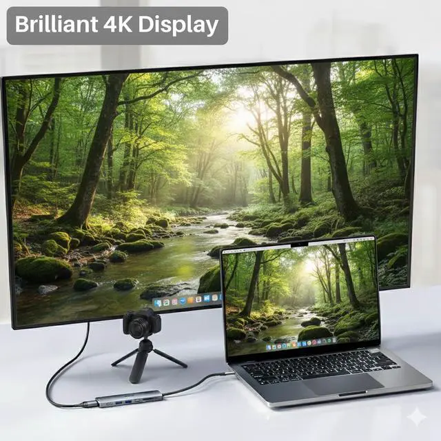 Alt view image 4 of 7 - USB-C Hub 7-in-1 Multiport Adapter 4K@30Hz HDMI, USB 3.0, USB 2.0, 100W PD Charging, SD/TF Card Reader USB-C Docking Station for MacBook Pro/Air, Chromebook, Dell, HP & Type-C Devices