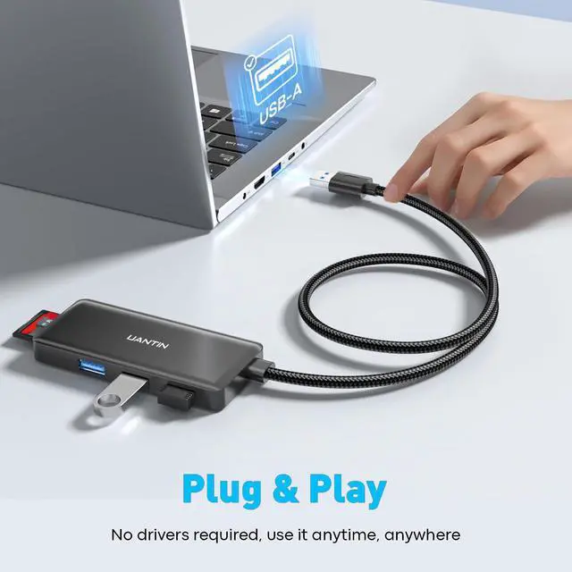 Alt view image 5 of 7 - USB Hub for Laptop | 5-Port USBA Splitter with 3*USB-A 3.0 and SD/TF Card Reader 2FT Braided Nylon Cable, Multi-Port USB Extender for PC, MacBook, Mac mini, Surface, Desktop