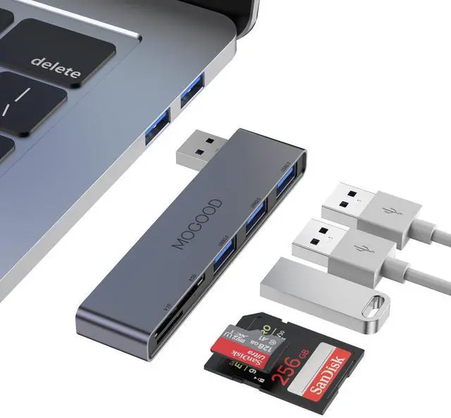 Main image of 5-Port USB Hub USB Splitter for Laptop USB 3.0 Dual Slot Flash Memory Card Reader for Camera USB Hub Multiport Adapter with 1USB 3.0 & 2USB 2.0,SD/TF Card Reader for Dell, Asus,HP,MacBook Air