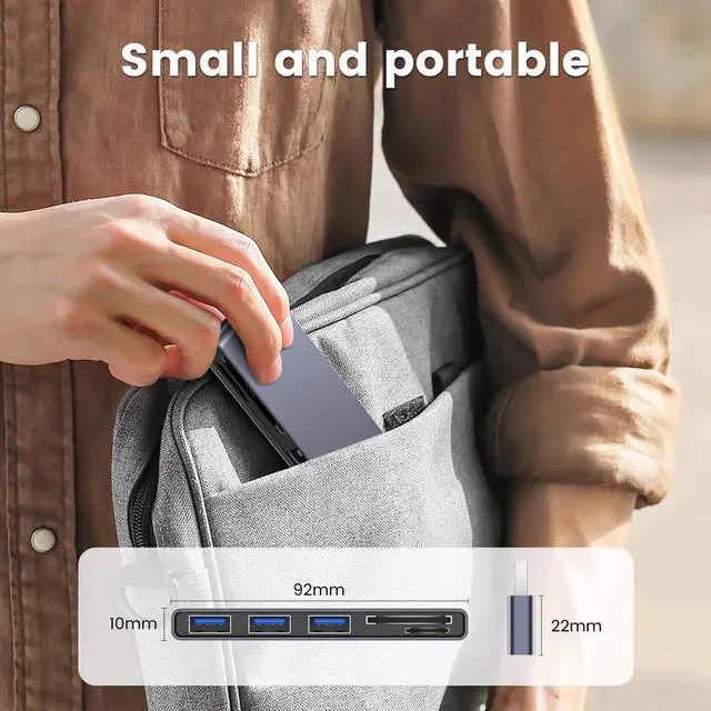 Alt view image 6 of 6 - 5-Port USB Hub USB Splitter for Laptop USB 3.0 Dual Slot Flash Memory Card Reader for Camera USB Hub Multiport Adapter with 1USB 3.0 & 2USB 2.0,SD/TF Card Reader for Dell, Asus,HP,MacBook Air