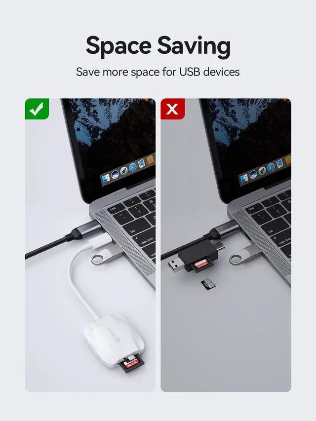 Alt view image 4 of 7 - USB C SD Card Reader 4.0, QUUGE 2-in-1 UHS-ii Memory Card Reader, Micro SD Card Reader Type-C, Compatible with SDXC, SDHC, SD, MMC, RS-MMC, Micro SDXC, Micro SD, Micro SDHC, iPad Pro, Air MacBook Pro