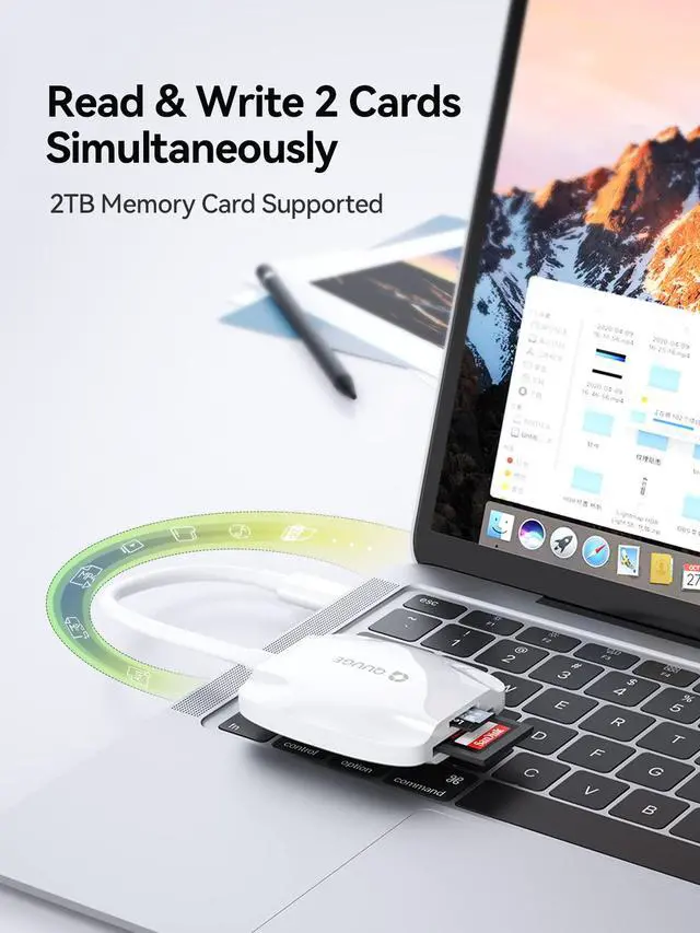 Alt view image 5 of 7 - USB C SD Card Reader 4.0, QUUGE 2-in-1 UHS-ii Memory Card Reader, Micro SD Card Reader Type-C, Compatible with SDXC, SDHC, SD, MMC, RS-MMC, Micro SDXC, Micro SD, Micro SDHC, iPad Pro, Air MacBook Pro