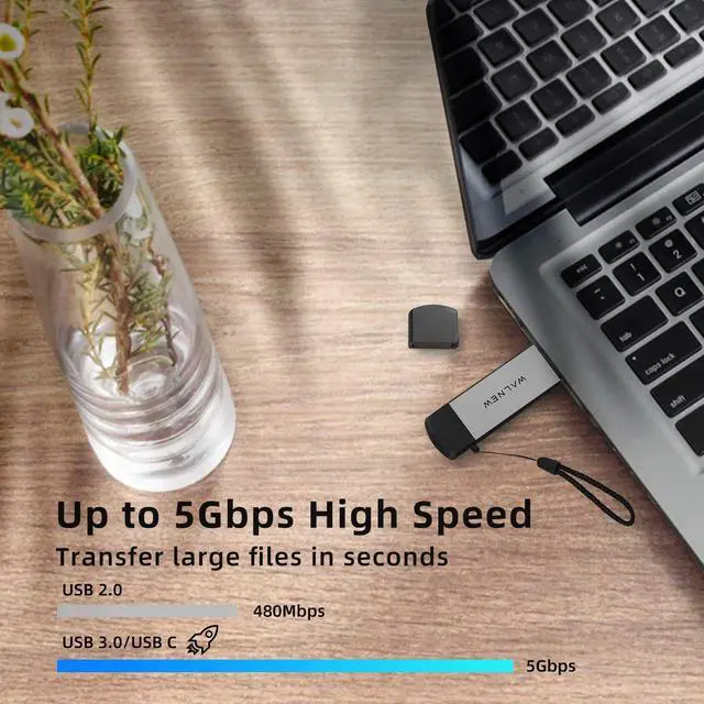 Alt view image 3 of 7 - SD Card Reader, WALNEW USB 3.0 and USB-C to SD/TF Memory Card Adapter for Mac,MacBook,Computer/PC,Laptop,iPad 10,iPhone 15 Pro/Max,Samsung Galaxy Android Phone,Support UHS-I SDHC/SDXC/MicroSD