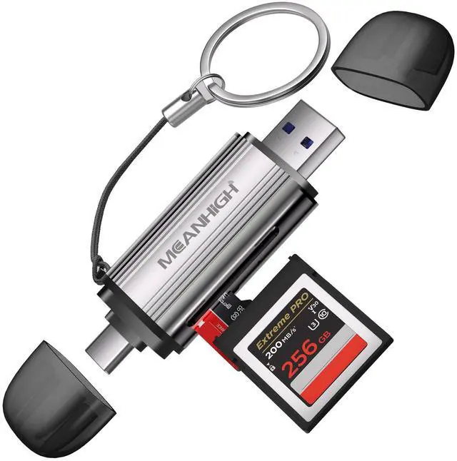 Main image of SD Card Reader, USB-C and USB 3.0 Micro SD Card Adapter, Dual Connector Memory Card Reader for SDXC, SDHC, SD, MMC, RS-MMC, Micro SDXC, Micro SD, Micro SDHC Card