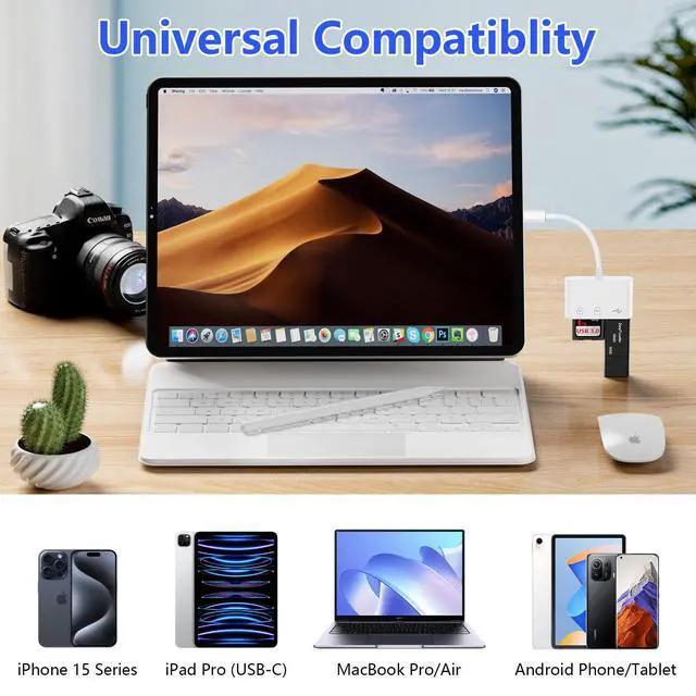 Alt view image 4 of 7 - iPhone 17 Pro SD Card Reader USB C for iPhone 17 Air Pro Max 16e 16 Pro Max Plus/MacBook/Samsung,Micro SD Card Reader TypeC Camera Memory Card Reader Card Adapter for SD,Micro SD,SDHC,SDXC,TF,MMC,UHSI