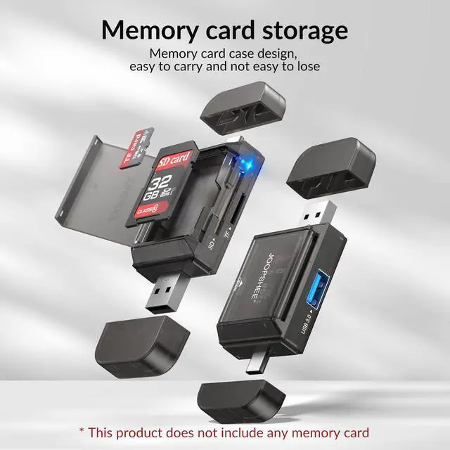 Alt view image 2 of 7 - 6-in-1 SD/TF Card Reader Adapter with SD Card Storage USB A & Type C Port & USB 3.0 Slots for Micro SD/SDHC/SDXC/MMC Memory Cards, Compatible with PC, MacBook, Chromebook, Android Phone, i-Phone