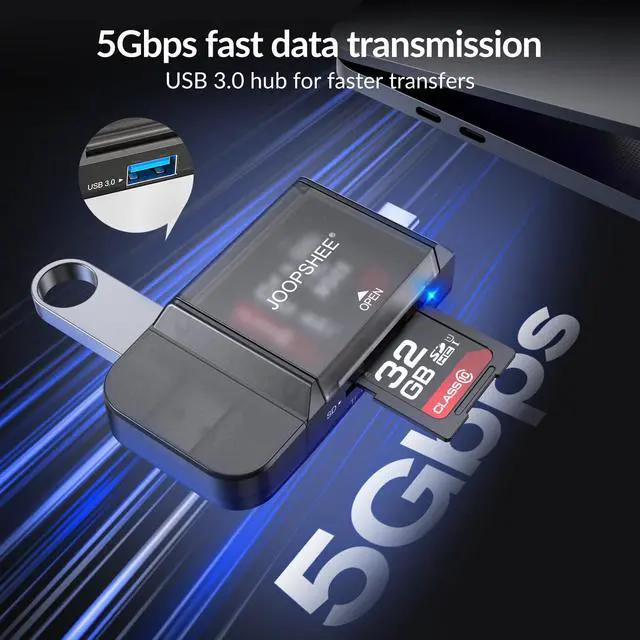 Alt view image 4 of 7 - 6-in-1 SD/TF Card Reader Adapter with SD Card Storage USB A & Type C Port & USB 3.0 Slots for Micro SD/SDHC/SDXC/MMC Memory Cards, Compatible with PC, MacBook, Chromebook, Android Phone, i-Phone