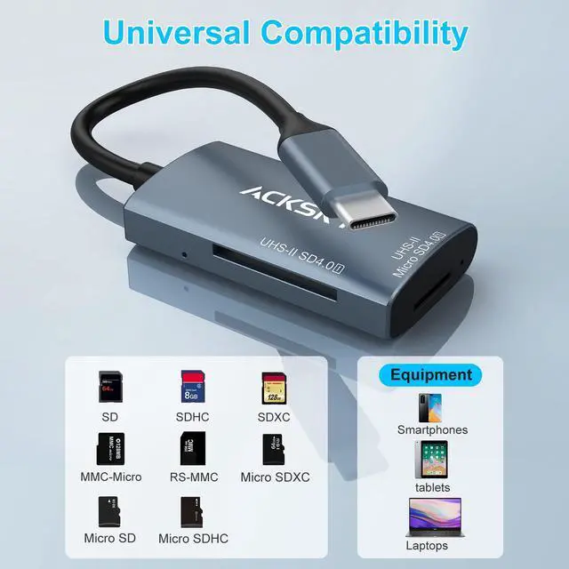 Alt view image 4 of 7 - USB-C 4.0 Card Reader - Supports SD/SDHC/SDXC & Micro SDHC/SDXC/MMC UHS-I/II, for iPhone, iPad, MacBook Pro & Samsung S22