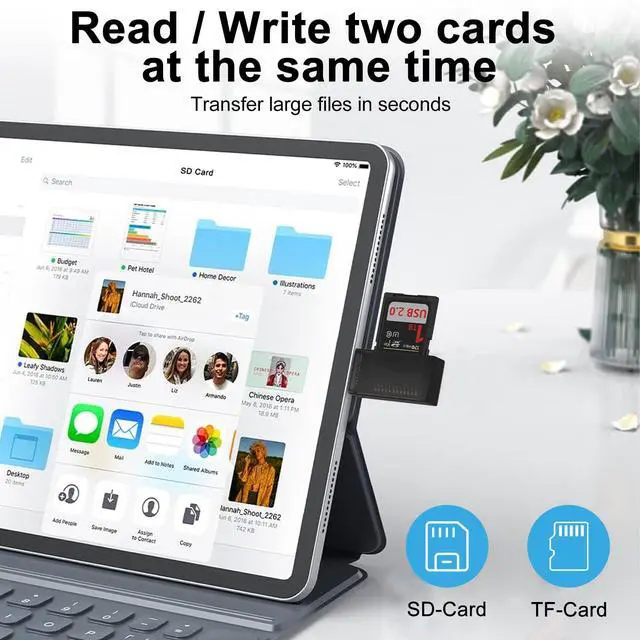 Alt view image 5 of 7 - USB C SD Card Reader,Micro SD Card Adapter for SD,Micro SD,SDHC,SDXC,TF Card,Micro SDHC,MMC,UHS-I/II,2-in-1 Camera Memory Card Reader for iPhone 17 Air 17 Pro 17 Pro Max 16 15 iPad MacBook Samsung A17