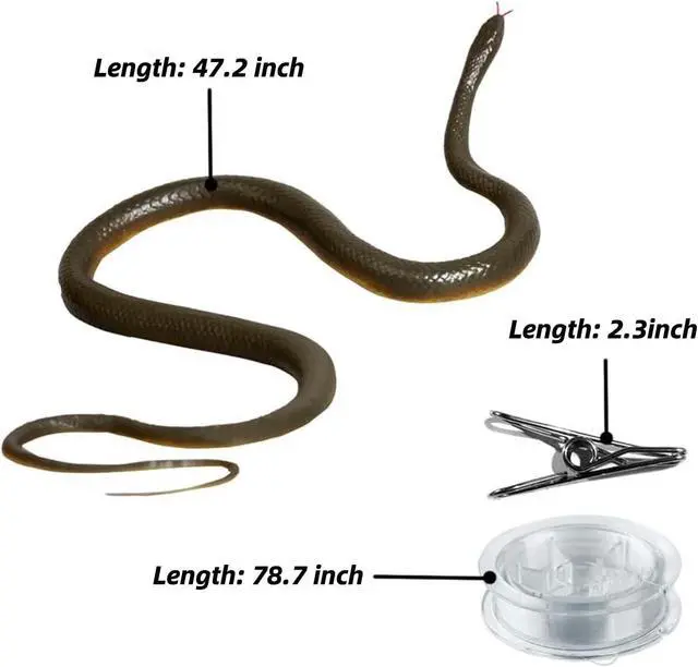 Alt view image 7 of 7 - Snake Prank with String Clip,Golf Snake Prank,Clip On Snake Prank,Rubber Snake,Snake Prank with String,Prank Snake Toy,Realistic Rubber Snake P-Rank Toy,Snake Toy 1.2m