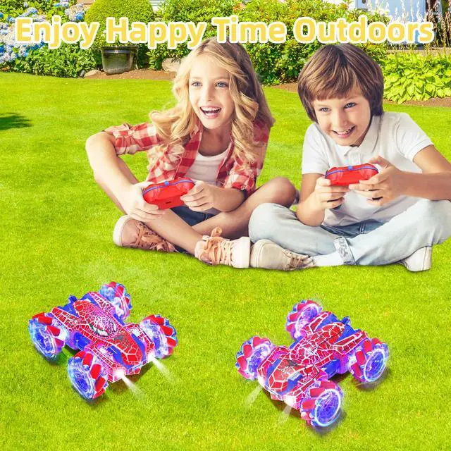 Alt view image 5 of 6 - Spider Remote Control Car with WholeBody Colorful Light, 2.4Ghz RC Stunt Cars Toys, Double Sided Off-Road 360° Rotating,Rechargeable 4WD RC Drift Car Spider Toys for Boys Kids 4-6 5-7 8-12