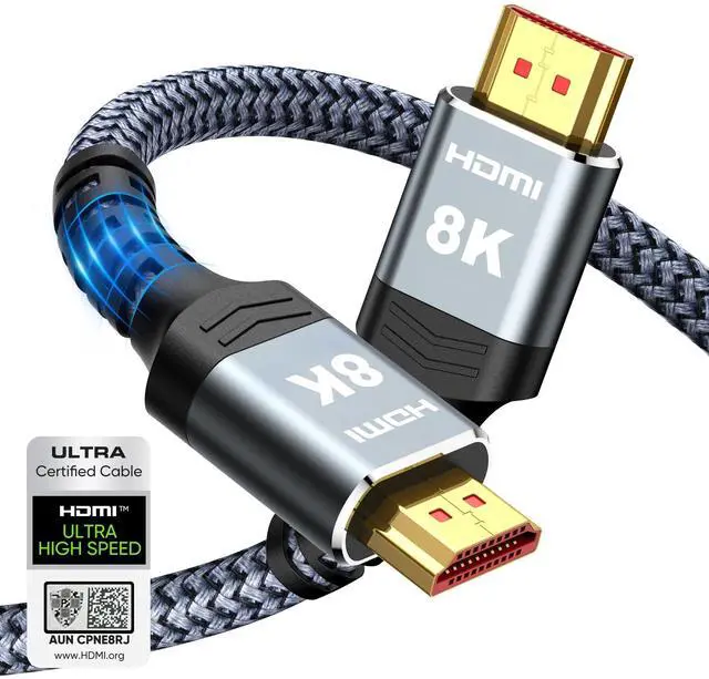 Main image of 8K 10K 4K HDMI Cable 48Gbps 6.6FT/2M, Certified Ultra High Speed HDMI Cable Braided Cord-4K@120Hz 8K@60Hz, DTS:X, HDCP 2.2 & 2.3, HDR 10 Compatible with Roku TV/PS5/HDTV/Blu-ray