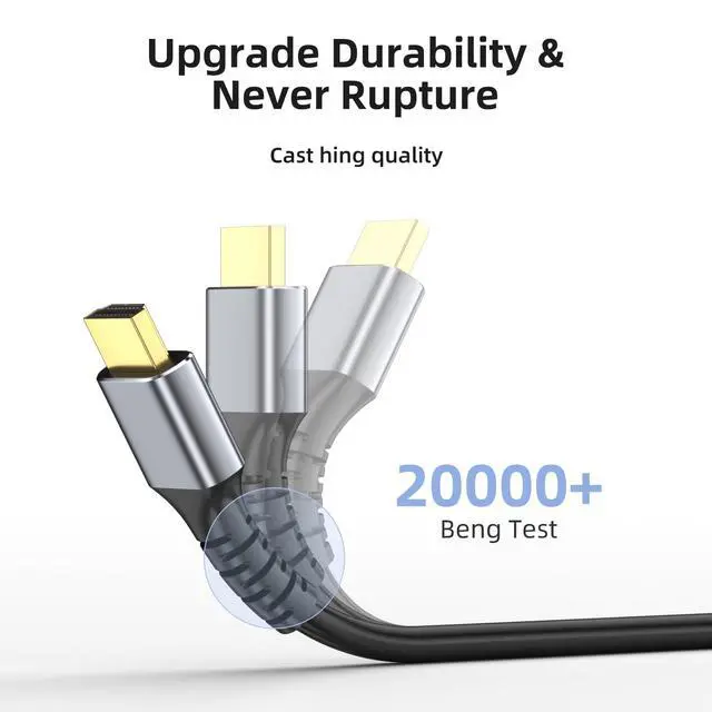 Alt view image 3 of 6 - 8k Hdmi Cable 6.6ft Ultra High Speed HDMI Cable 8K@60Hz/4K@120Hz 48gbps Gold Plated Connector 3D eARC Ethernet HDMI Cord for HDTV Monitor Laptop Roku TV Xbox PS4/PS5(Silvery)